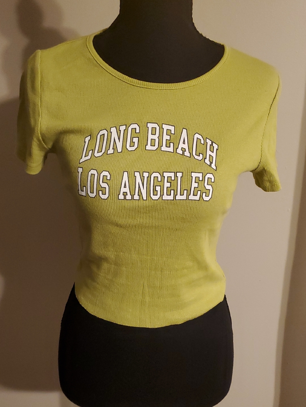 Long Beach Los Angeles Graphic Tee - Lime Green Women’s Top